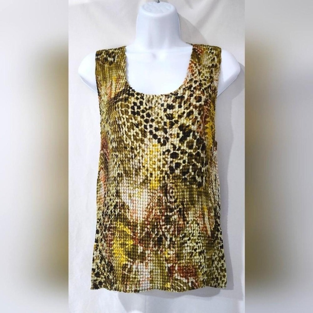 Nicola Womens Crinkle‎ Top Size XL Green Animal Print Scrunch Mobwife 90s Y2K